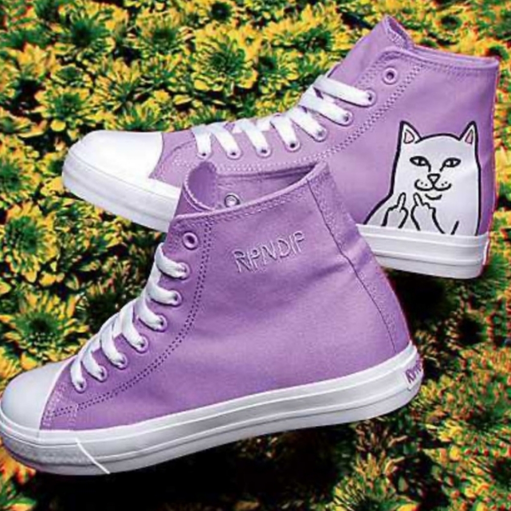 Ripndip Bird Flipper Cat High Top Funny  Purple Sneakers Size 12 Womens